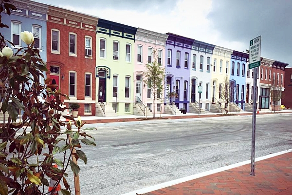 Charles Village Exchange looks on Pastel Row